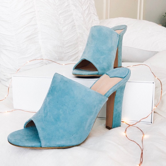 Baby Blue Tony Bianco Allegra Heeled Mule Shoes - Picture 7 of 7